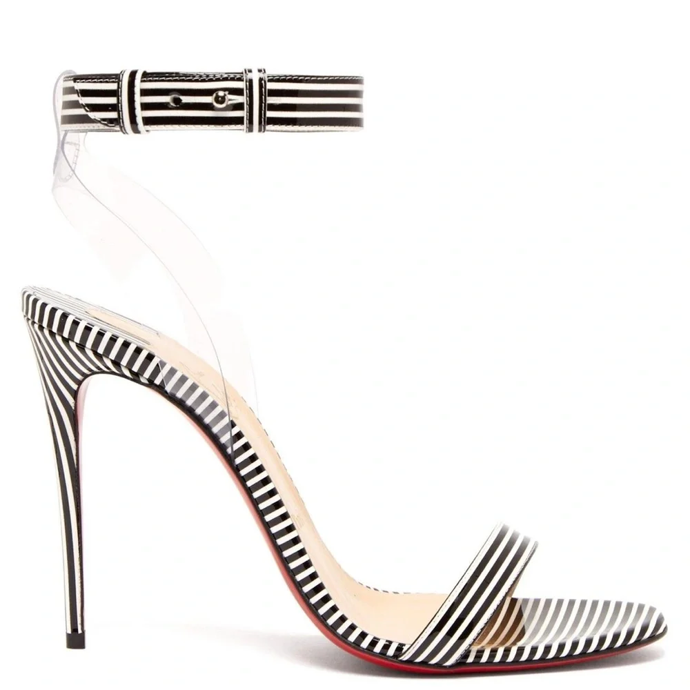 CHRISTIAN LOUBOUTIN Patent PVC Striped Illusion Jonatina 100 Sandals 41 - Picture 2 of 11